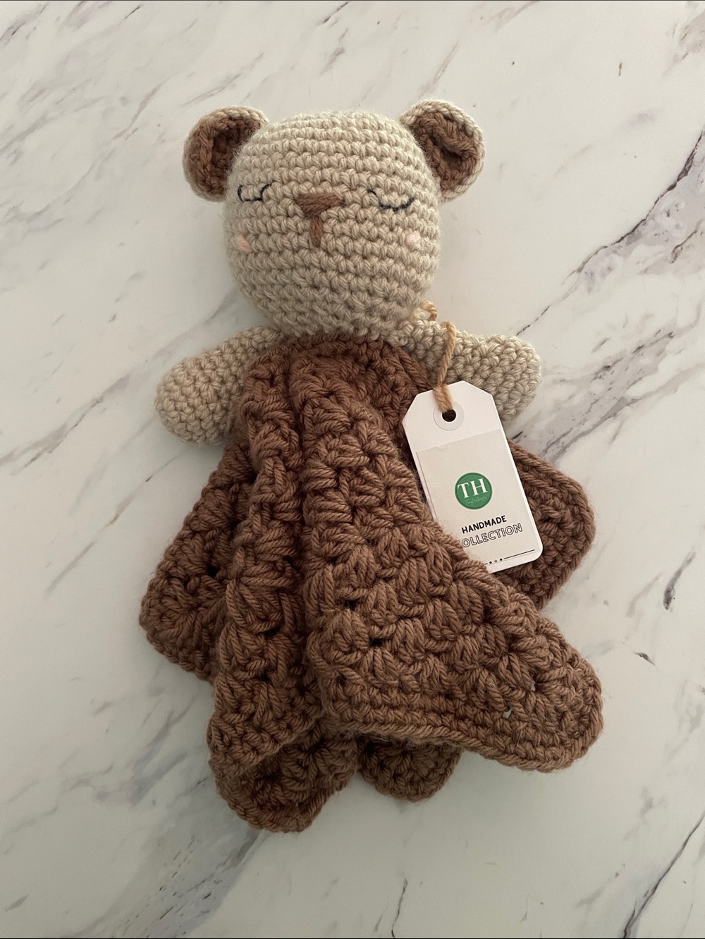 Handmade Crochet Brown Bear Lovey